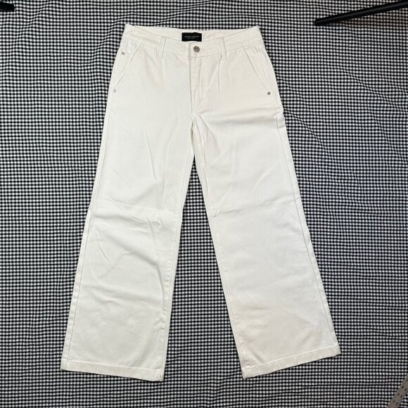 Smoke & Mirrors All White Wide Leg Denim Jeans 100% Cotton Size 29 - Picture 2 of 8